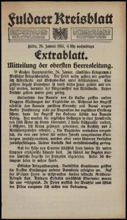 Dritte Ausgabe vom Dienstag, den 26. Januar 1915.