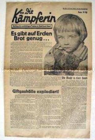 Illustrierte kommunistische Wochenzeitung "Die Kämpferin" u.a. zur Ernährungslage
