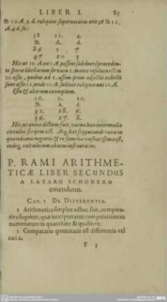 Cap. I De Differentia. - Cap. V De proportione arithmetica.