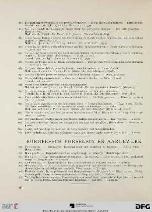 Europeesch porselein en aardewerk (Nr. 701-707)