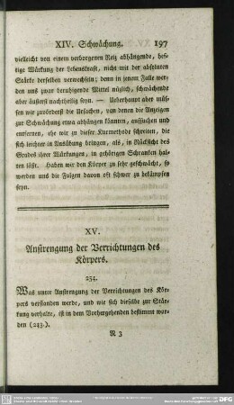 XV. Anstrengung der Verrichtungen des Körpers