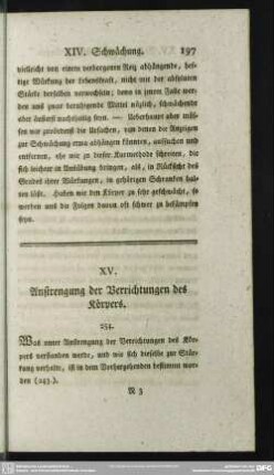 XV. Anstrengung der Verrichtungen des Körpers