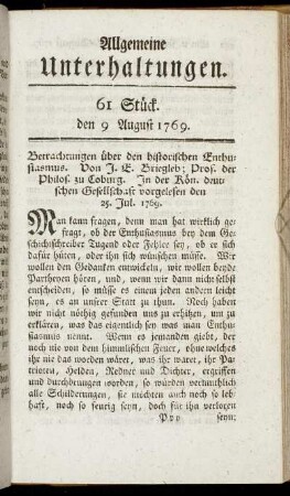 61 Stück. d. 9. August 1769.