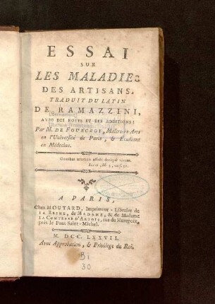 Essai sur les maladies des artisans