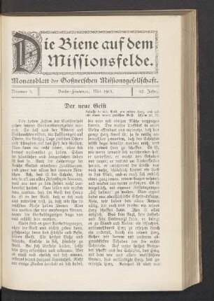 Nummer 5. Berlin-Friedenau, Mai 1915. 82. Jahrg