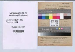 Entnazifizierung Karl Kueppers , geb. 24.10.1900 (Stadtangestellter)