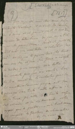 Eigenh. Brief von Anne Louise Germaine de Staël-Holstein an August Wilhelm von Schlegel, Stockholm, 23.05.1813