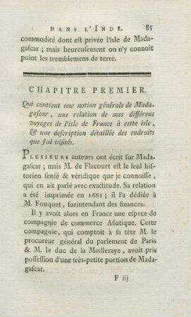 Chapitre premier. Qui contient une notion générale de Madagascar, ...