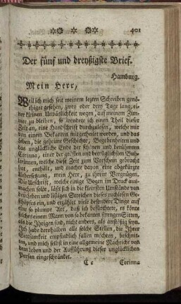 Der fünf und dreyßigste Brief. Hamburg. - Der sechs und dreyßigste Brief. Hamburg.