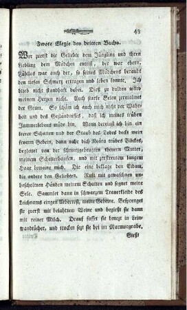 Zwote Elegie des dritten Buchs