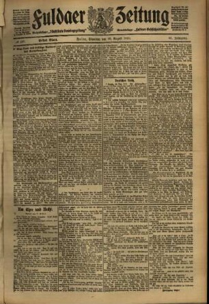 Erste Ausgabe vom Dienstag, den 30. August 1910.