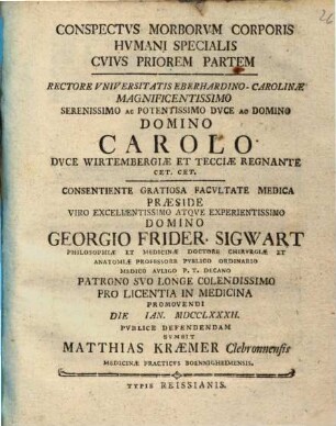 Conspectus Morborum Corporis Humani Specialis, 1