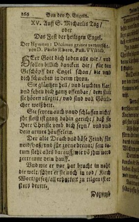 XV. Auff S. Michaelis Tag/ oder Das Fest der heiligen Engel.