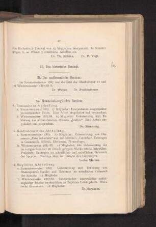 22. Romanisch-englisches Seminar.