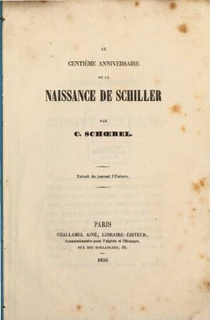 Centième anniversaire de la naissance de Schiller