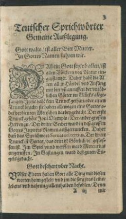 Teutscher Sprichwörter Gemeine Außlegung.
