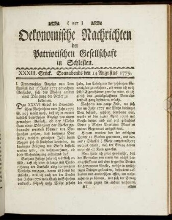 XXXIII. Stück. Sonnabends den 14 Augustus. 1779.