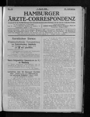 No. 14. 7. April 1918. 21. Jahrgang.