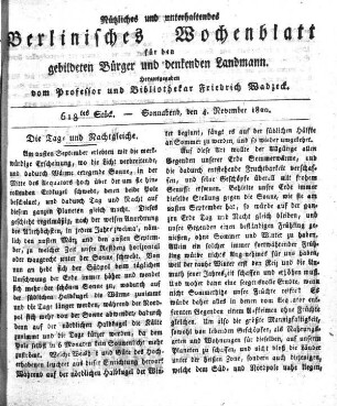 618tes Stueck, Sonnabend, den 4. November 1820
