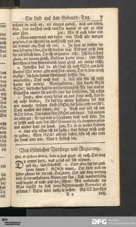 Von Göttlicher Vorsorge und Regierung.
