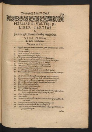 Liber Tertius de iudicio ipso, sententia, ejusque executione.