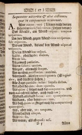 Sequuntur adverbia & aliæ dictiones, quæ in componendo occurrunt.
