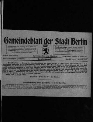 Sonderausgabe, 4. August 1923