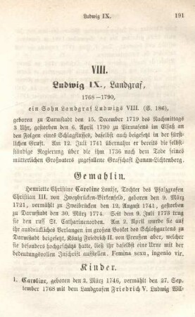 VIII. Ludwig IX., Landgraf, 1768-1790