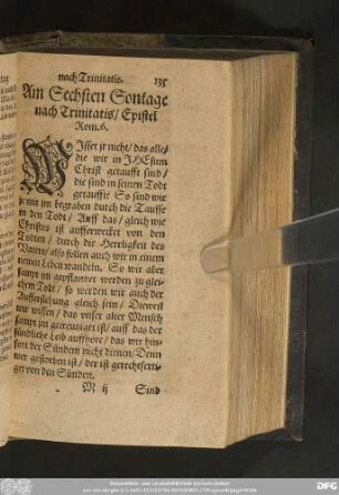 Am Sechsten Sontage nach Trinitatis/ Epistel Rom. 6.