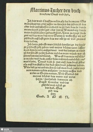Martinus Luther den Buchdruckern, Gnad und fryd