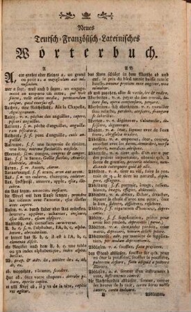 Nouveau dictionnaire du voyageur, françois-allemand-latin & allemand-françois-latin, 2