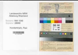 Entnazifizierung Paul Hundertmark , geb. 03.05.1905 (Regierungsinspektor)