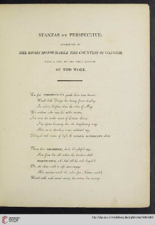 Stanzas on Persperctive: Addressed to the Right Honourable the Countess of Oxford