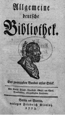 Des zwanzigsten Bandes erstes Stück.