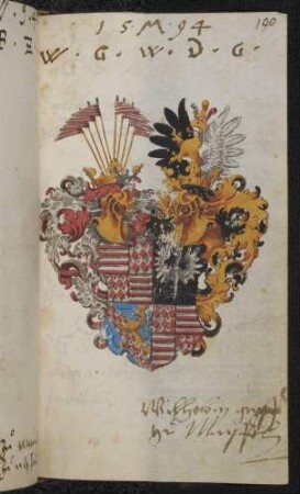 Wappen: Graf Wilhelm von Masnfeld(-Vorderort) (1555-1615) , Eintrag 1594