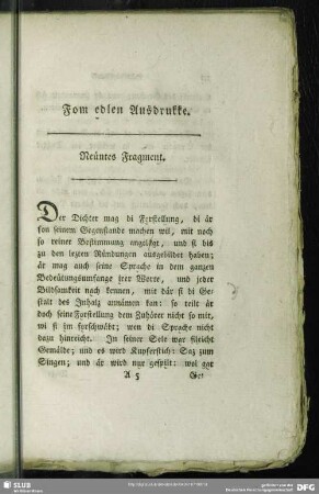 Fom edlen Ausdurkke : Neüntes Fragment
