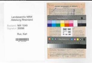 Entnazifizierung Karl Rux , geb. 25.09.1910 (Zollbeamter)