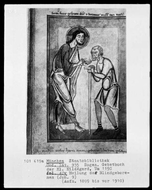 Sogenanntes Gebetbuch der heiligen Hildegard — Heilung des Blindgeborenen, Folio 42verso