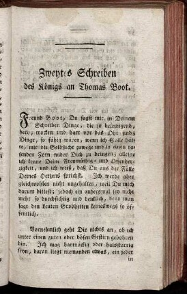 Zweytes Schreiben des Königs an Thomas Boot.
