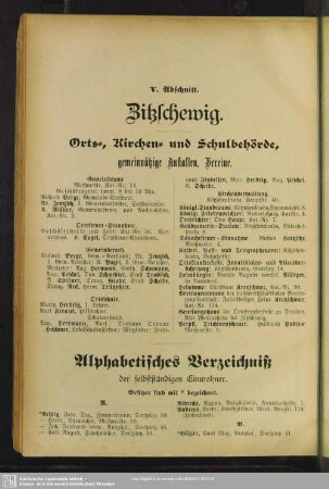 Einwohnerverzeichnis : Alphabetisches Verzeichniß der selbstständigen Einwohner