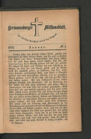 No. 1. Januar. 1874.