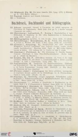 Buchdruck, Buchhandel und Bibliographie (Nr. 321-358)