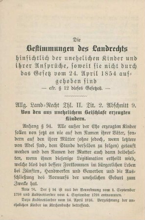 Die Bestimmungen des Landrechts ...