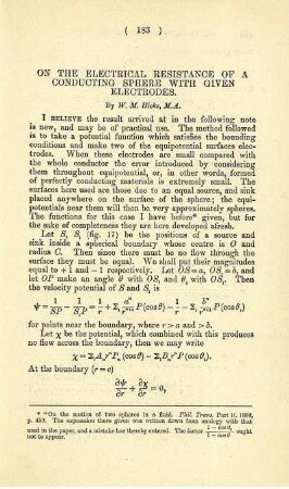 On the electrical resistance of a conducting sphere with given electrodes.