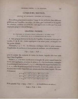Cinquième section. Solution de différents problèmes de statique.