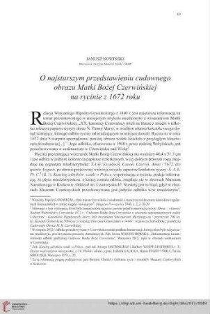 75: O najstarszym przedstawieniu cudownego obrazu Matki Bożej Czerwińskiej na rycinie z 1672 roku