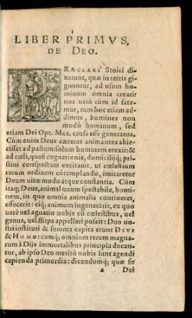 Liber Primus, De Deo.