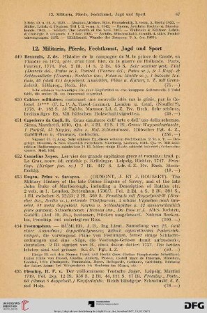 12. Militaria, Pferde, Fechtkunst, Jagd und Sport (Nr. 449- 477)