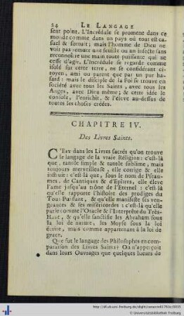 Chap. IV. Des Livres Saints.