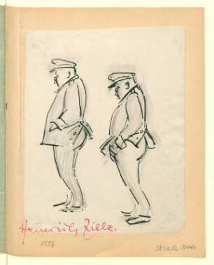 2 Skizzen eines Mannes in Uniform